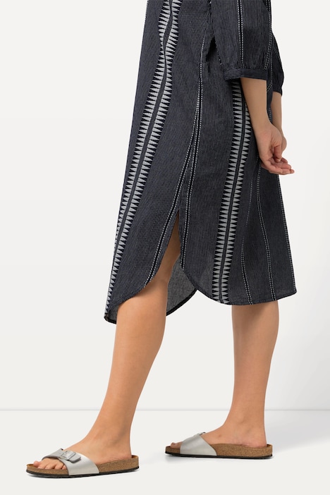 Kaftan, Mustersteifen, Oversiezd, V-Ausschnitt, 3/4-Arm