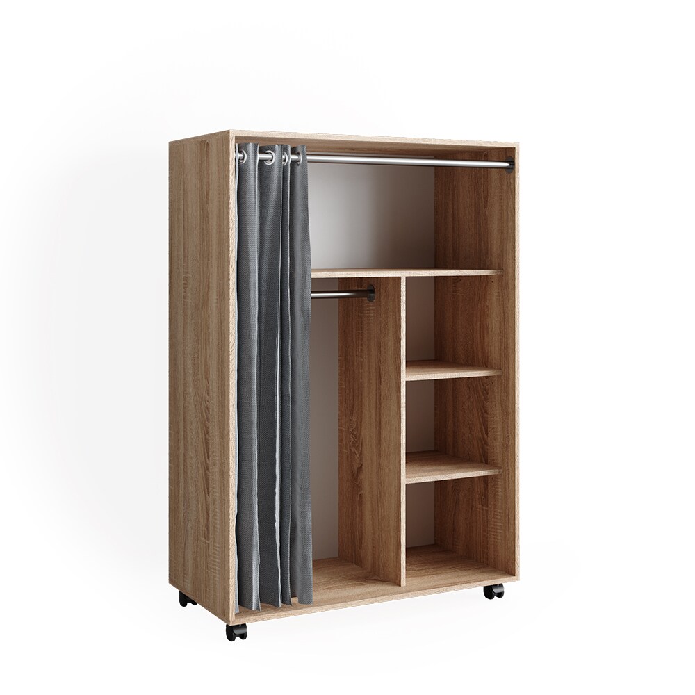 Vicco mobiler Kinderkleiderschrank Dielenschrank Garderobe Doros Sonoma modern 100 x 147 cm offen rollbar