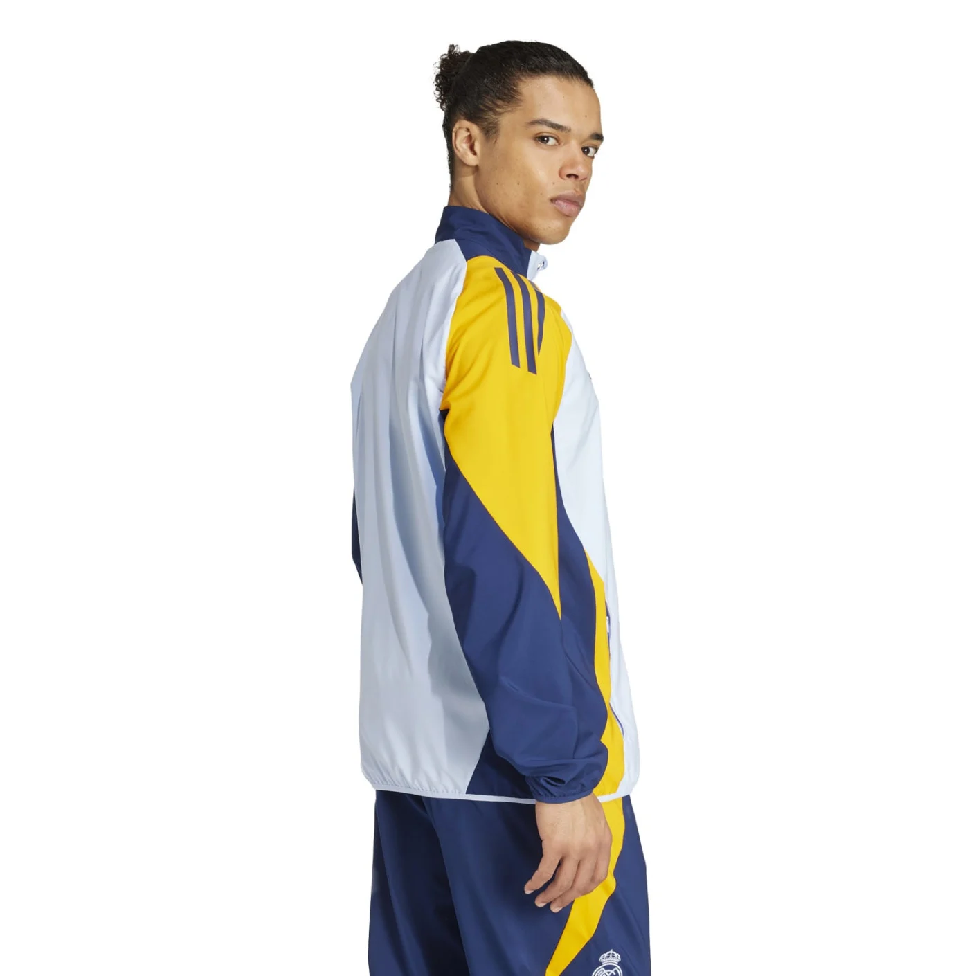 Adidas Real Madrid Presentatie Trainingsjack 2024-2025 Lichtblauw Donkerblauw Geel