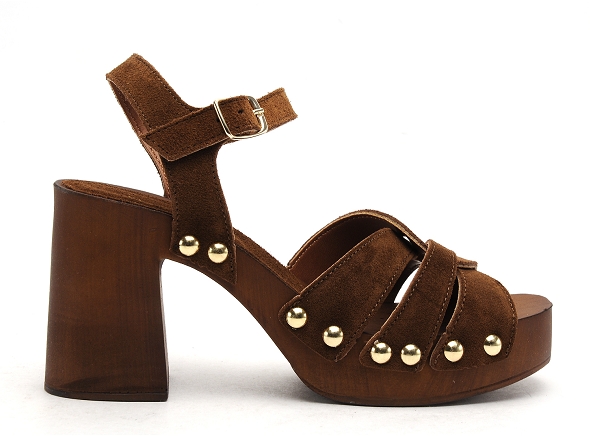 Coco abricot nu pieds talons femme syan marron