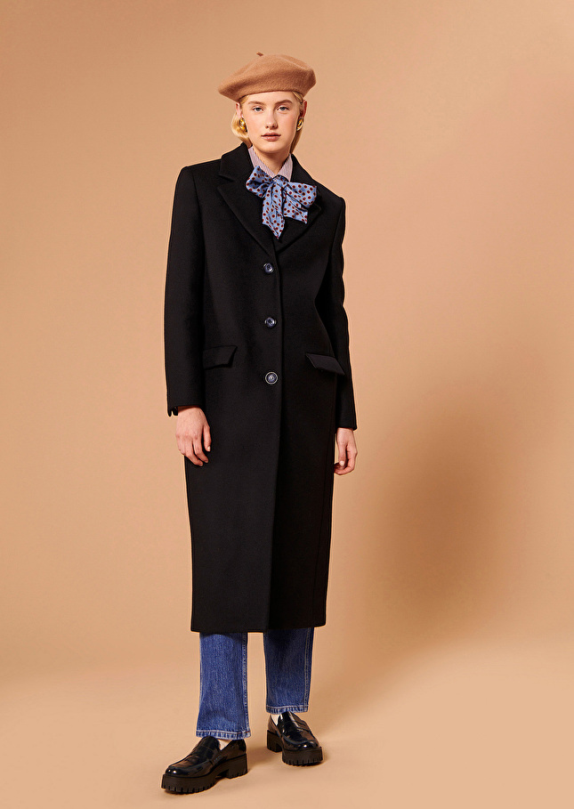 Manteau Mattiebleu nuit en drap caban