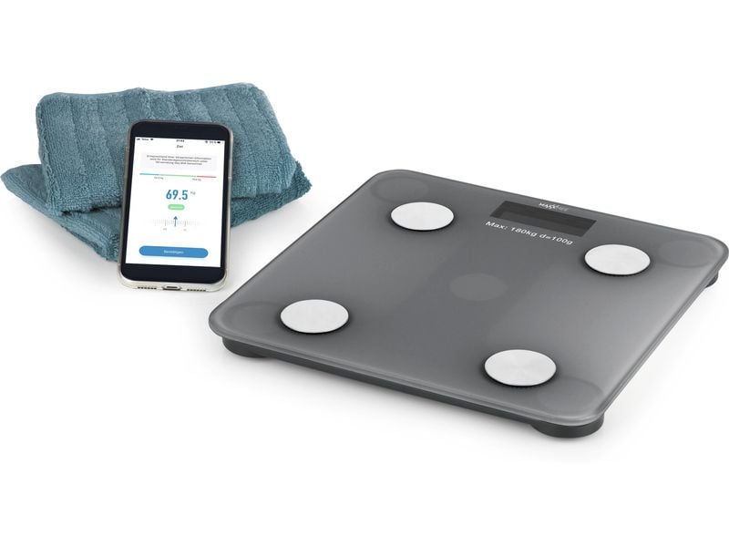 MAXXmee Körperanalysewaage 3 V, Grau Analysewaage mit Bluetooth