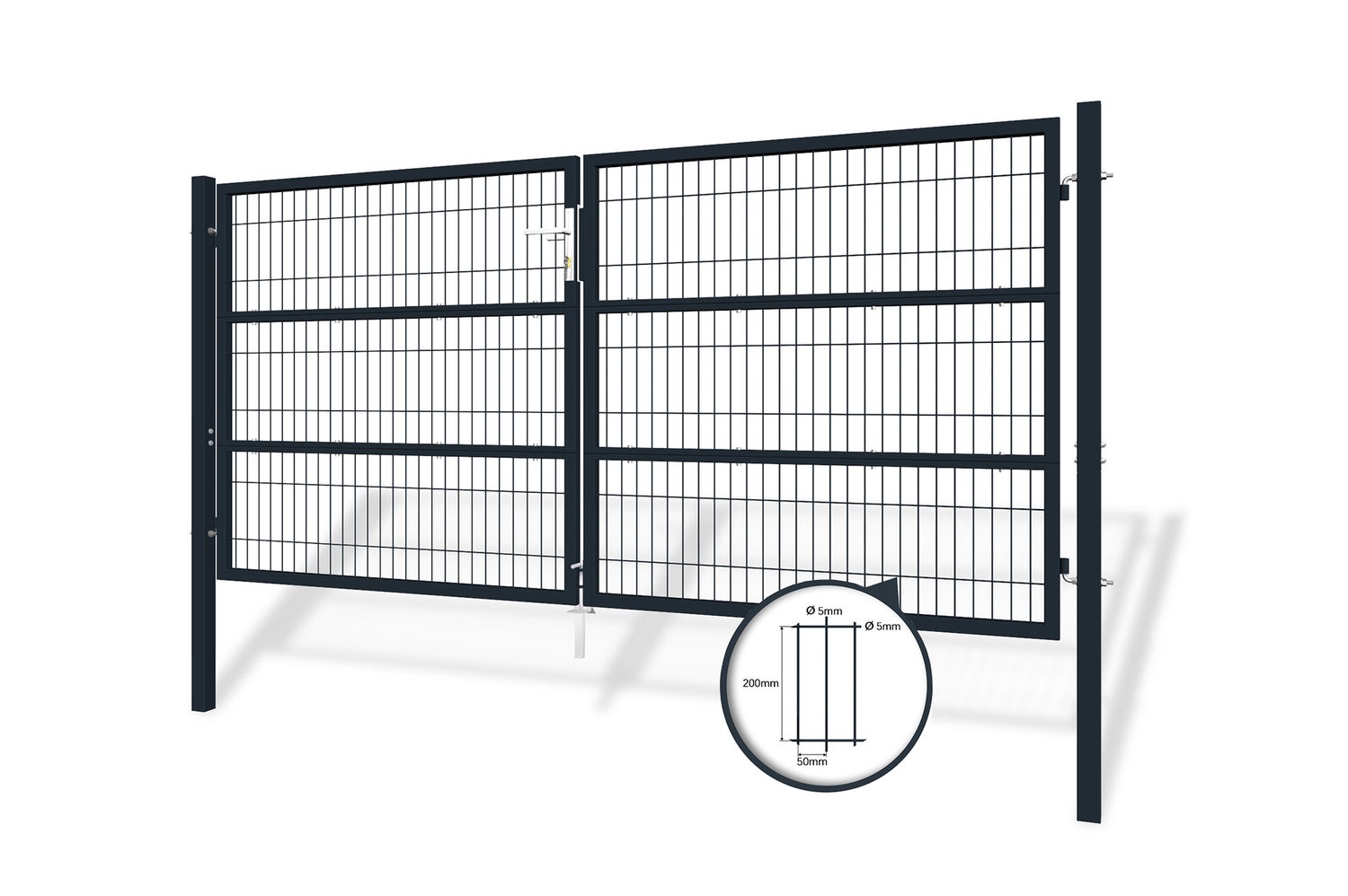 Dubbele poort voor lasdraadhekwerk 3m RAZO 300B140 antracietgrijs