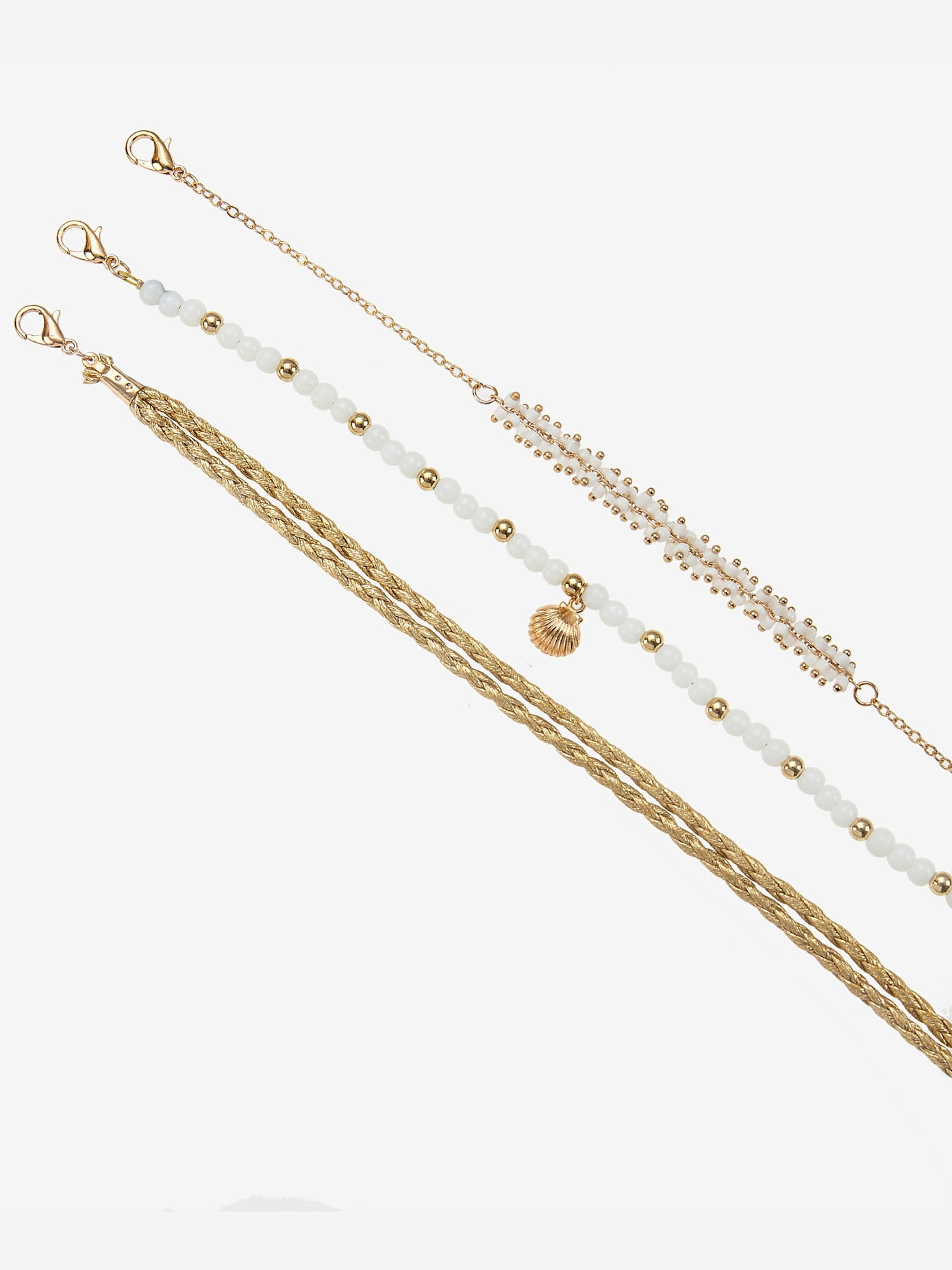 Chaîne de cheville avec pendentif perles en métal et verre