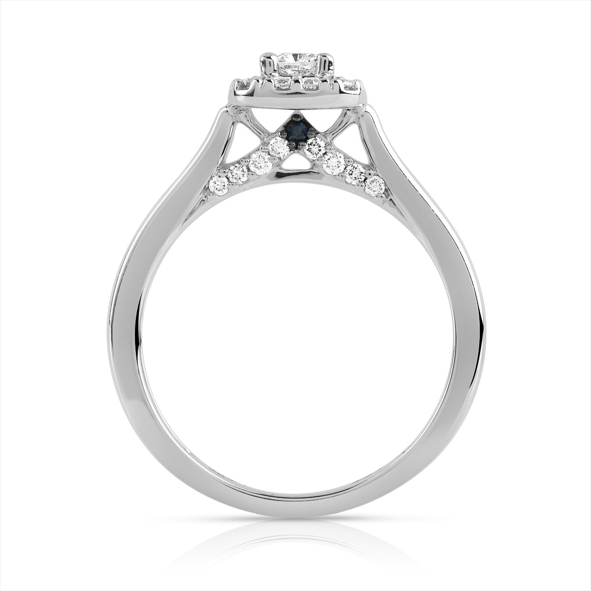 Bague or 750 blanc diamant et saphir