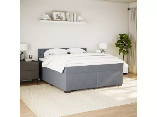 Sommier à lattes de lit et matelas Gris foncé 180x200cm Velours