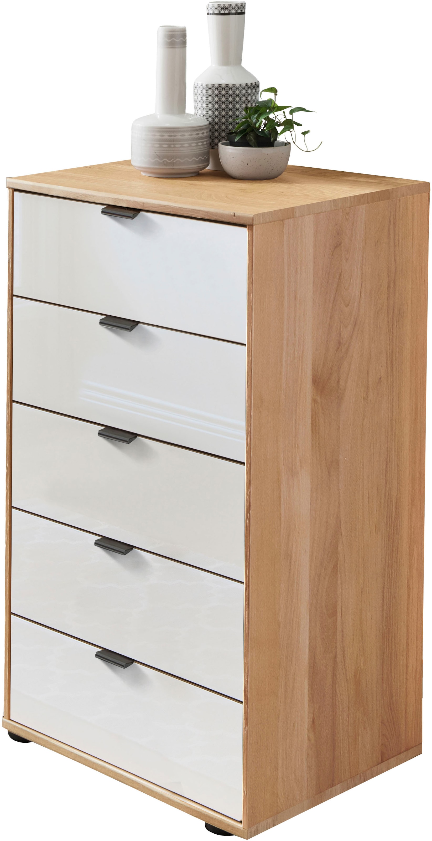 WIEMANN Schubkastenkommode »Cardiff Sideboard, Wäscheschrank, teilmassiv Erle, mit Schubladen« Glas- oder Massivholzfront, verschiedene Breiten, MADE IN GERMANY,  Schubkästen inklusive Selbsteinzug und Dämpfung