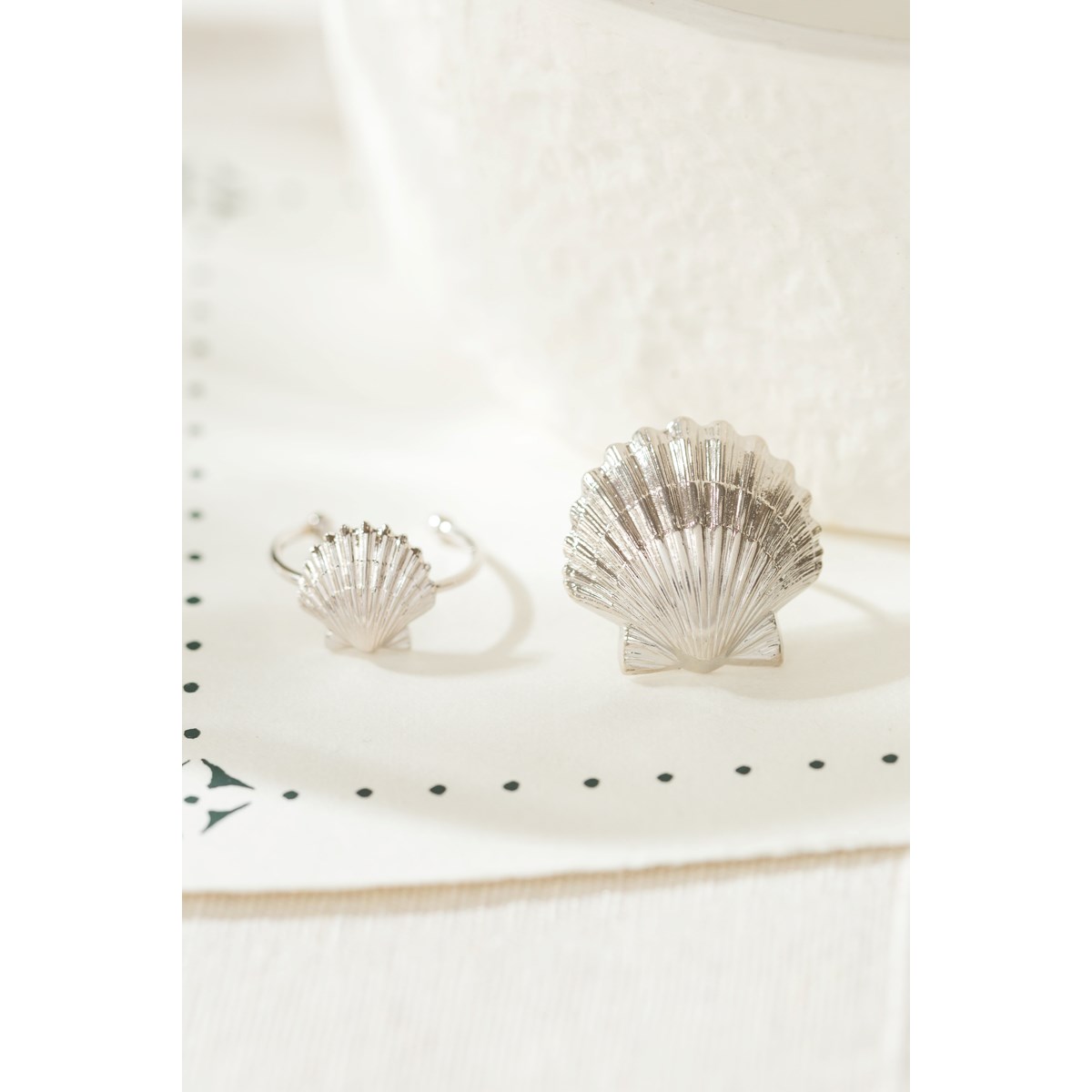 maxi bague coquillage plaqué argent - NÉRÉE