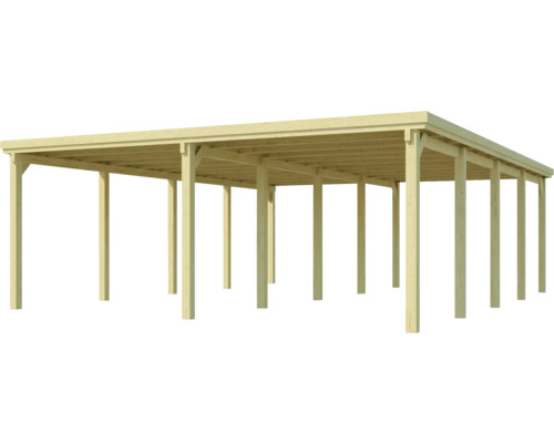 Dubbele carport weka 618 maat 3 PVC dak 576 x 784 cm drukgeïmpregneerd