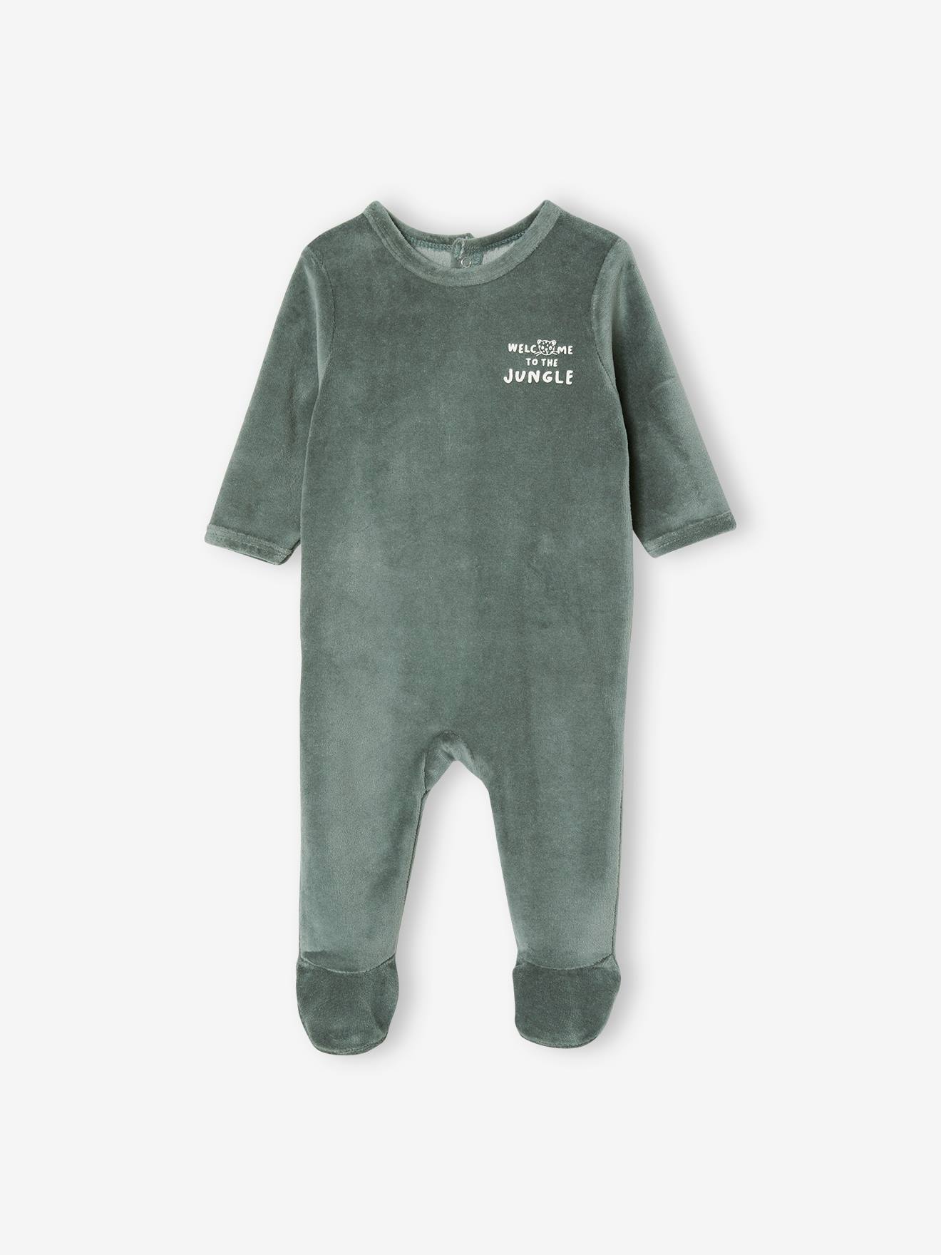 Conjunto de 3 pijamas de veludo com abertura nas costas, para bebê, rosa escuro, bicolor/multicolorido