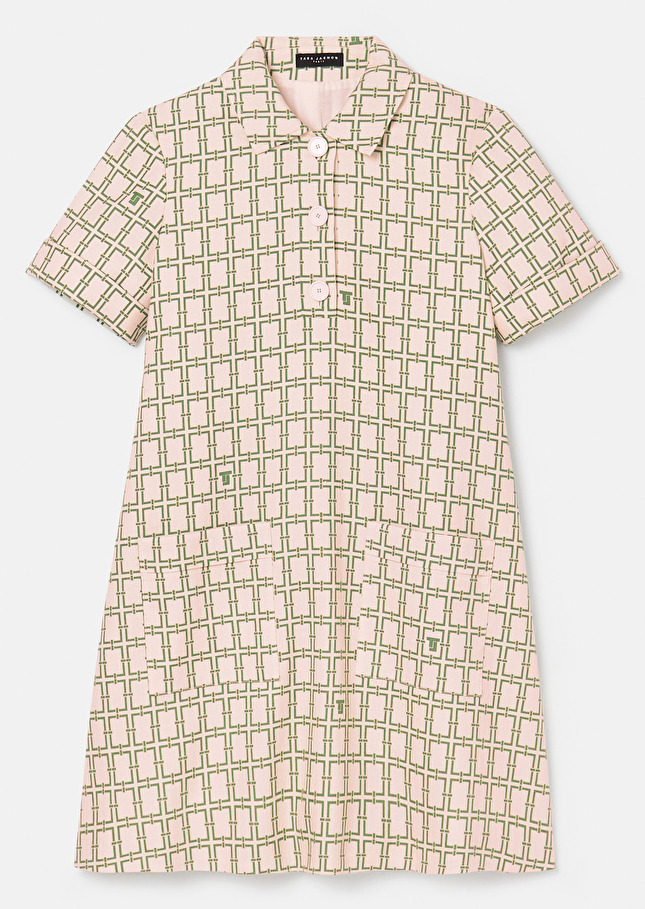 Robe Romarinécrue à motif graphique vert