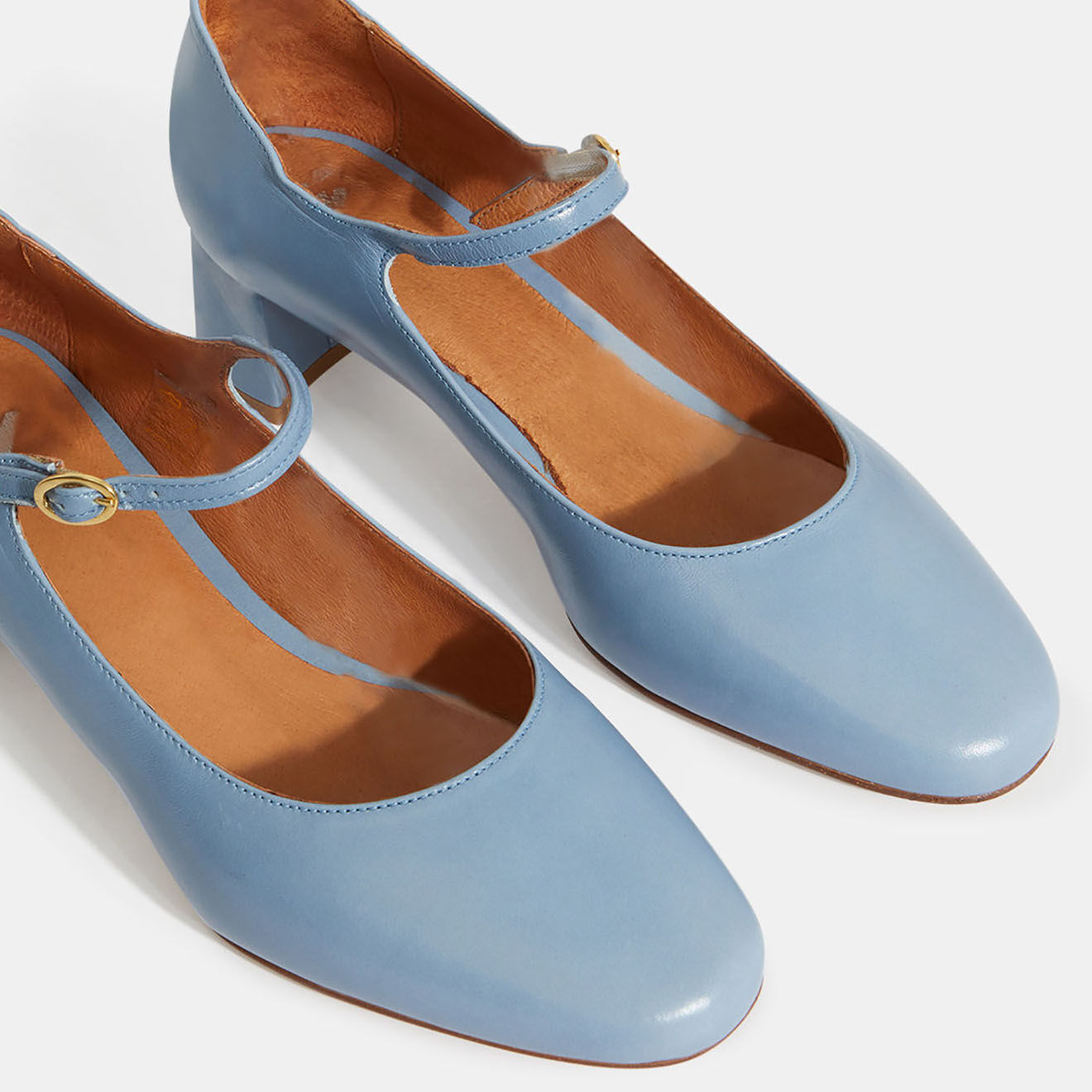 Galeries Lafayette Babies en Cuir bleu jean - Talon 4.5 cm
