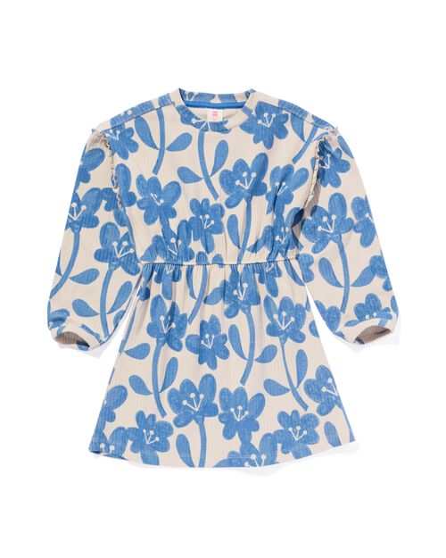robe enfant côtelée fleurs bleu
