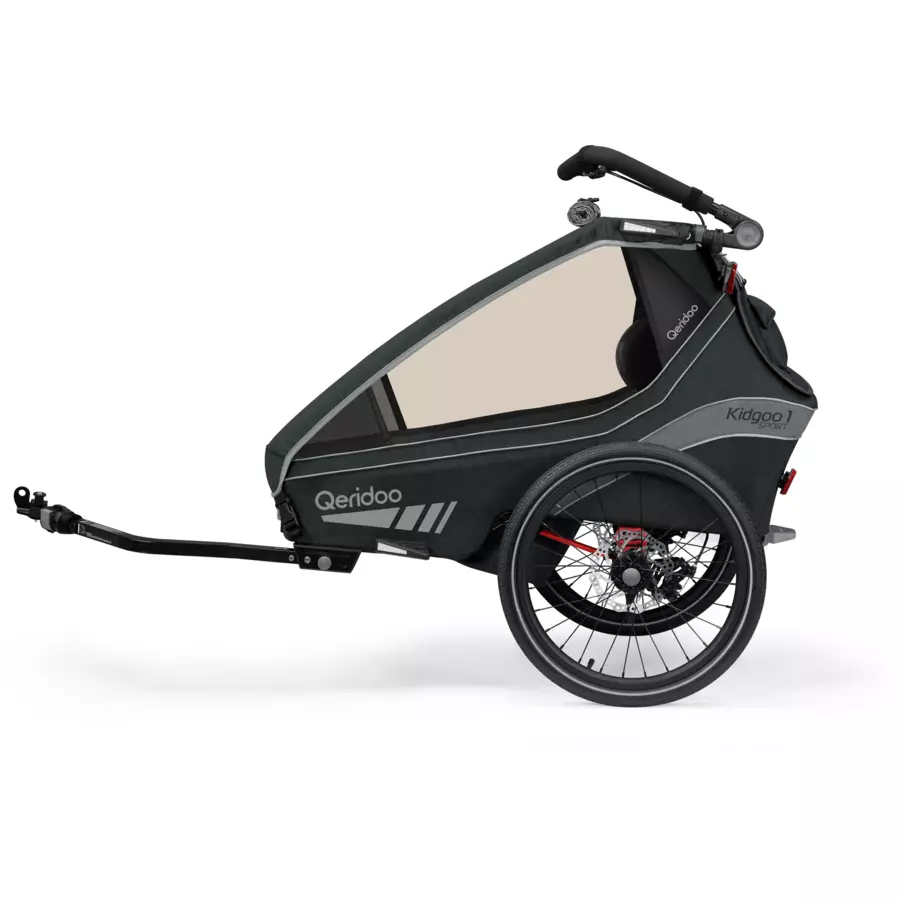 Qeridoo® Kinderfahrradanhänger Kidgoo 1 Sport Grey (Limited Edition) Kollektion 2023