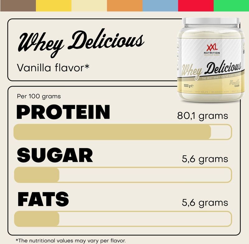 XXL Nutrition - Whey Delicious - 80% Eiwit - Sweet Vanille - Wei Eiwitpoeder - 450 gram