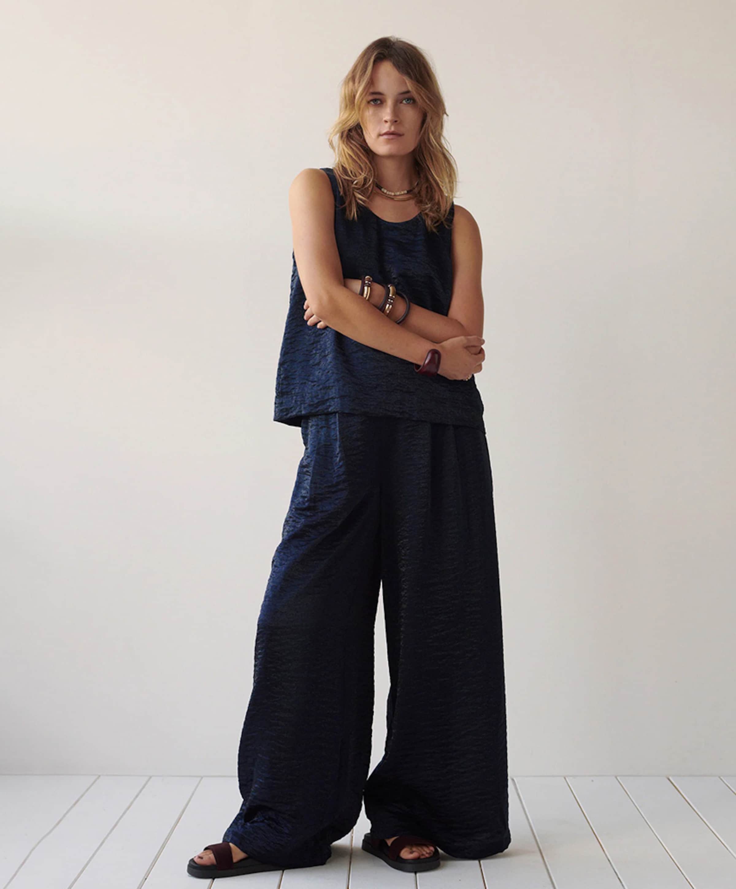 Summum Woman Metallic shine dames broek blauw