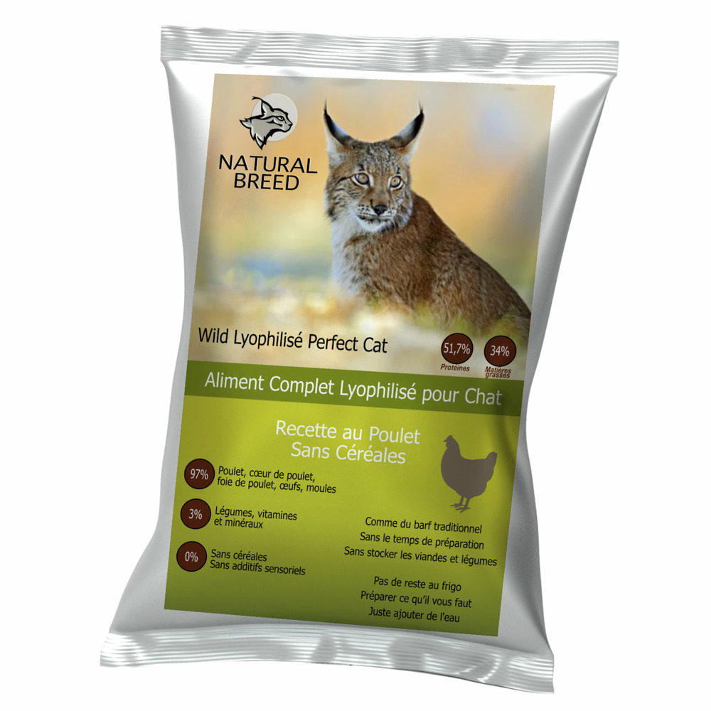 Wild lyophilisé perfect cat - lyophilisé chat, poulet frais sans céréales, 200g