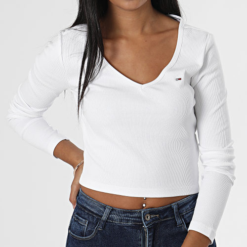 Tee Shirt Manches Longues Crop Femme Baby Rib 4278 Blanc