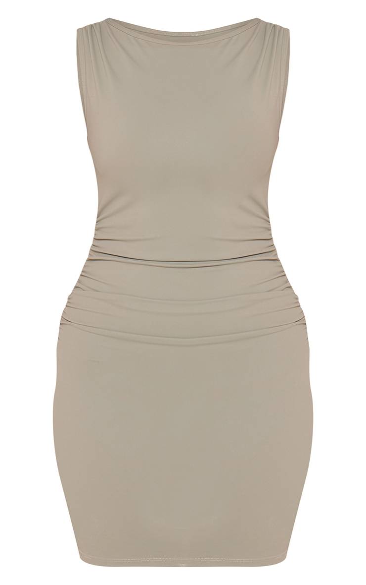 Seafoam Robe Mini Moulante À Col Bateau Avec Soutien-gorge Intégré Et Côtés Froncés Shape
