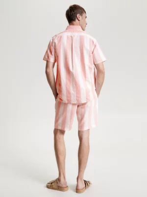 Camisa listrada de manga curta com corte regular