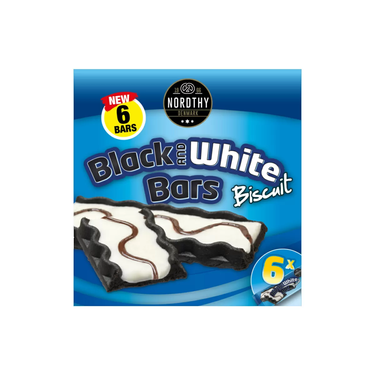Nordthy Black and White Bars 6 pk  - 150 g