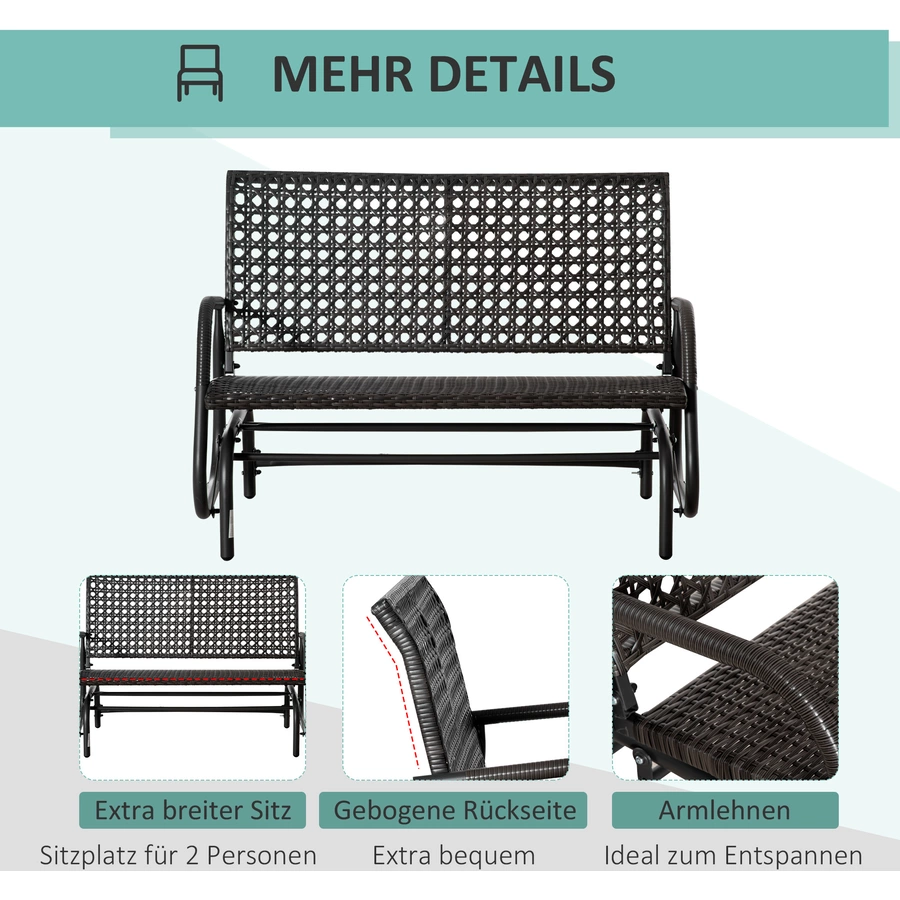 Outsunny Schaukelbank mit 2-in-1-Design dunkelgrau