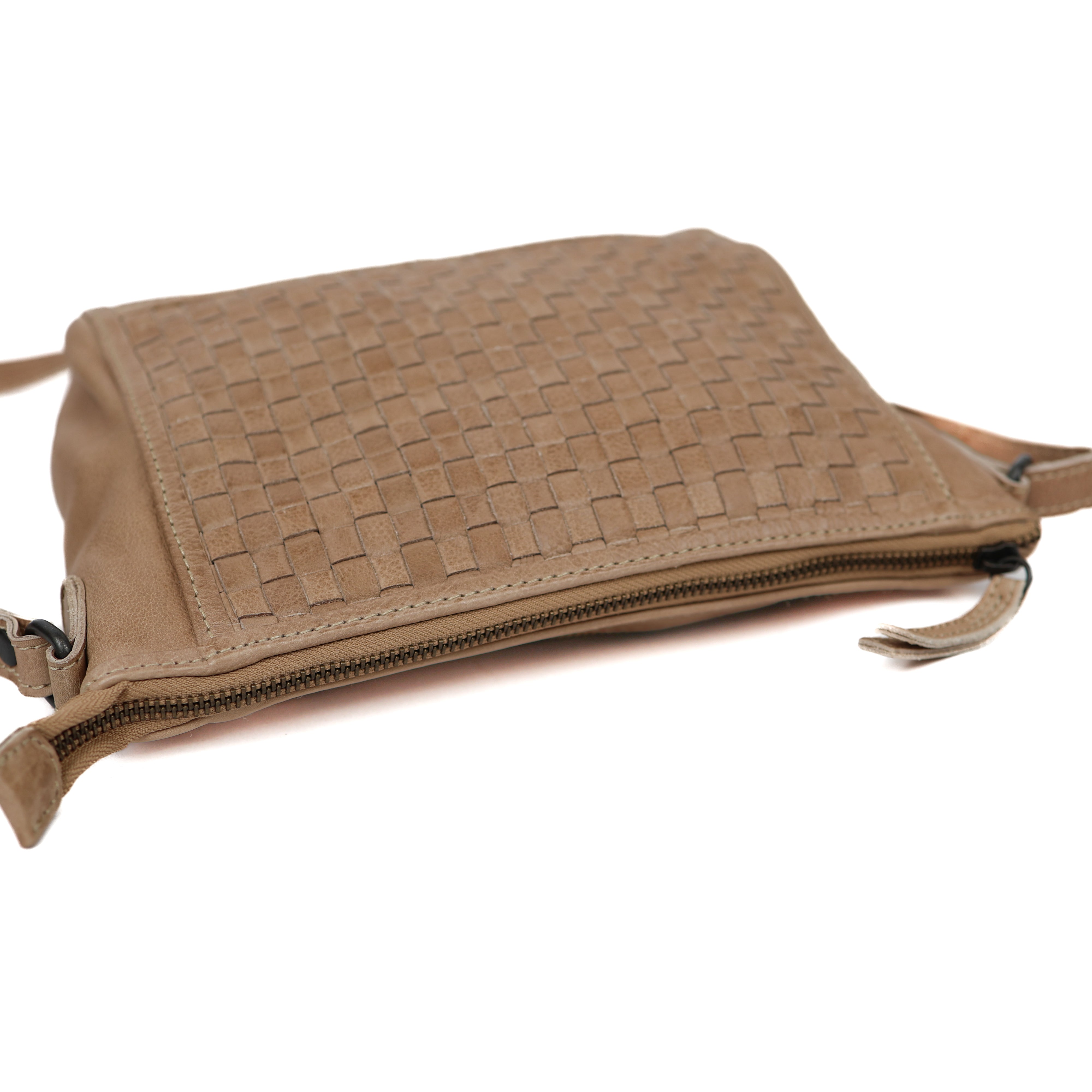 Klein schoudertasje 'Myrna' gevlochten beige BEIGE