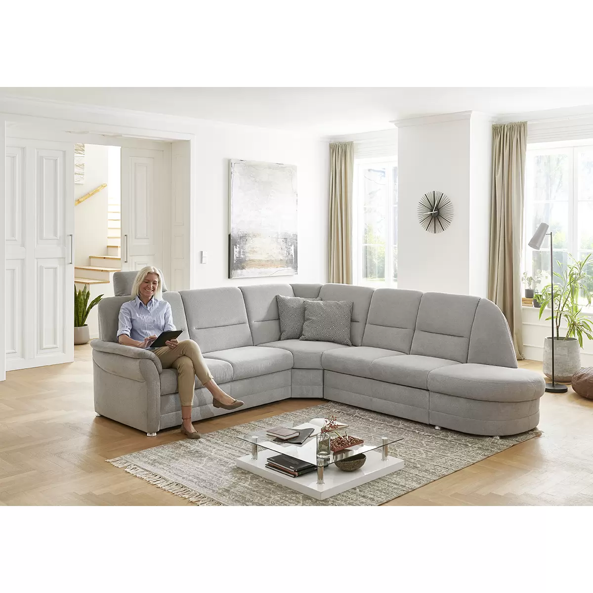 Ecksofa Queenline 118 x 200 Silber