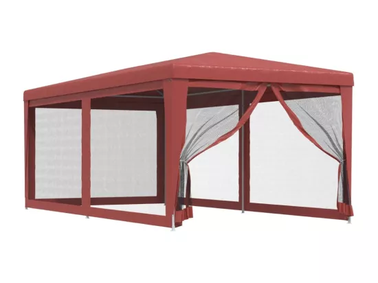 Tente de fête avec 6 parois latérales en maille Rouge 3x6m PEHD