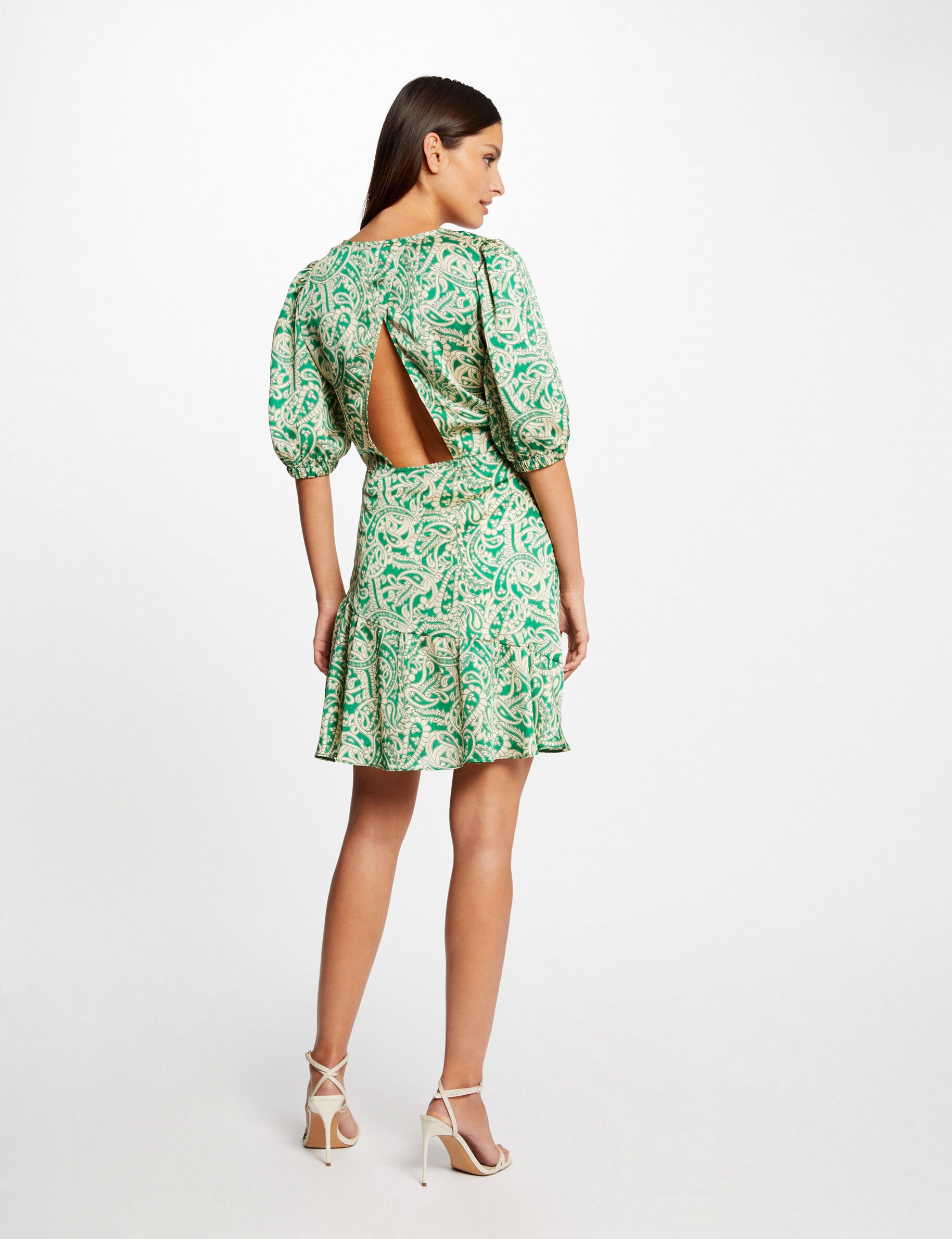 Robe cintrée dos ouvert satin imprimée multico femme - multico
