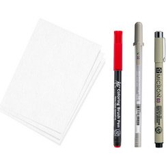 Kit créatif Samouraï, 3 stylos + papier