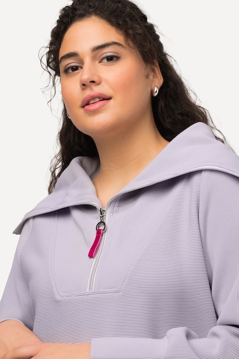 Troyer, Querrippen, Stehkragen, Zipper, Langarm