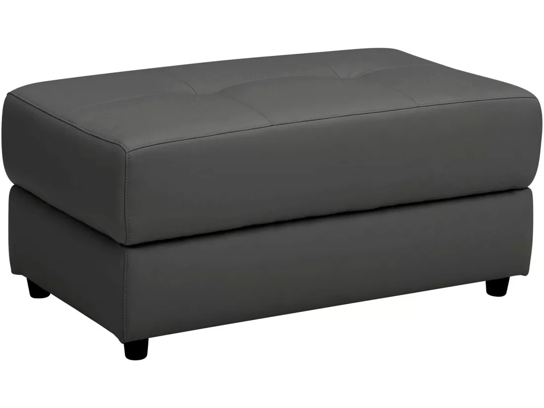 Capena | Pouf rembourré en cuir et PU gris