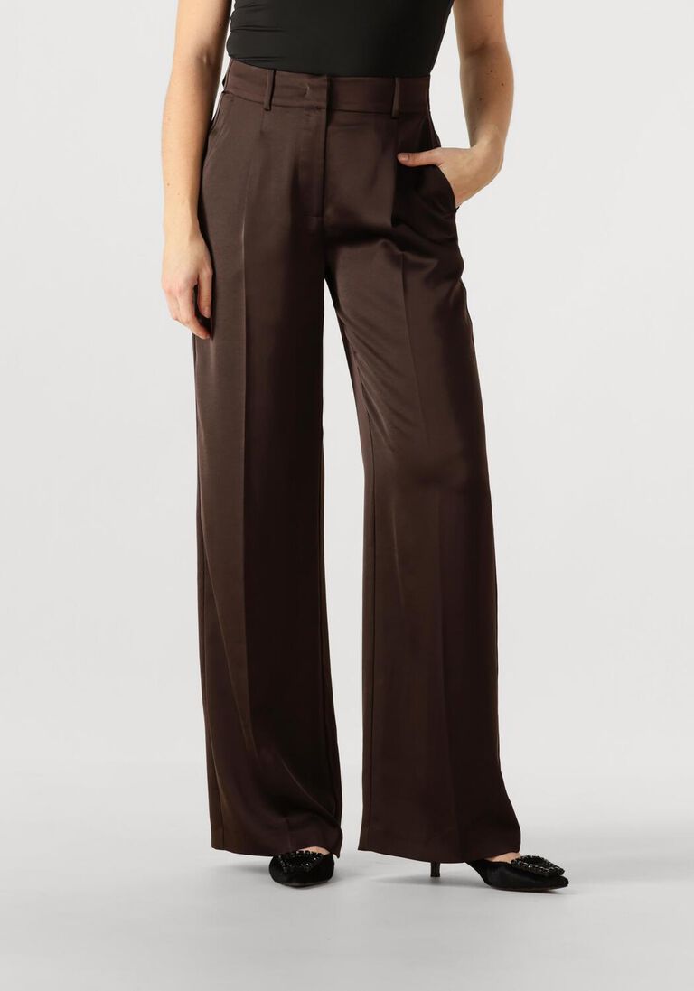 bruine dante6 wijde broek jules satin smart pants