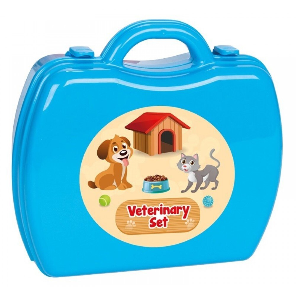 Pilsan Kinderspielzeug Tierarztkoffer 03564 Futternapf Spritze Schere Pinzette blau