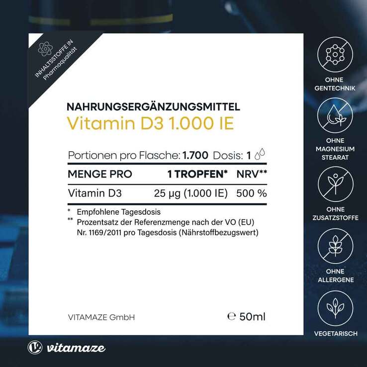 Vitamin D3 Tropfen 1.000 I.E., 50 ml