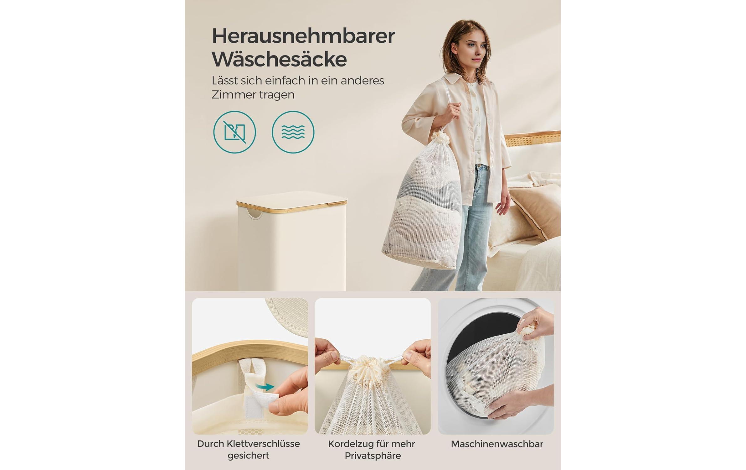 Wäschekorb 90 l, BeigeWäschesammler