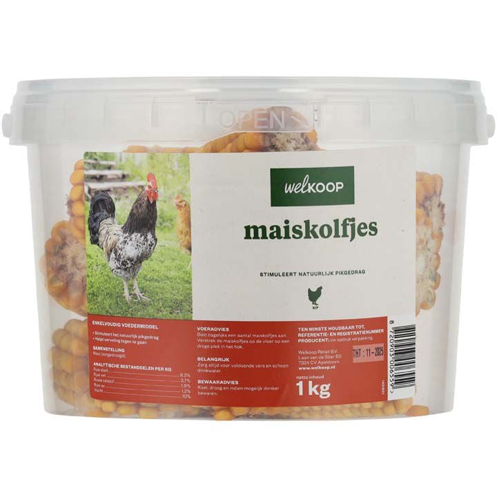 Welkoop Maiskolfjes - Kippensnack - 1 Kilogram