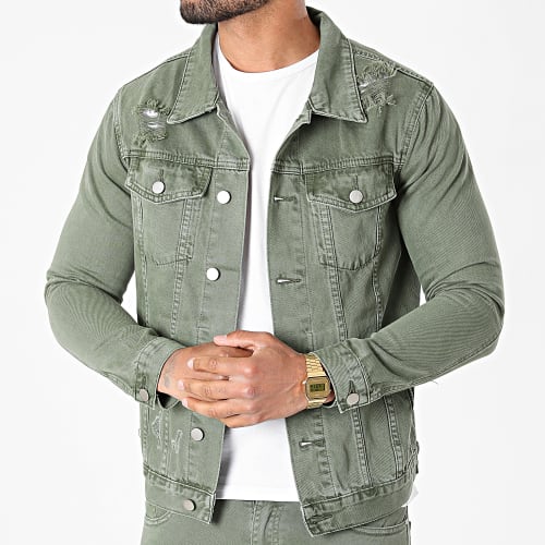 Ensemble Veste Et Jean Super Slim VJ318 Vert Kaki