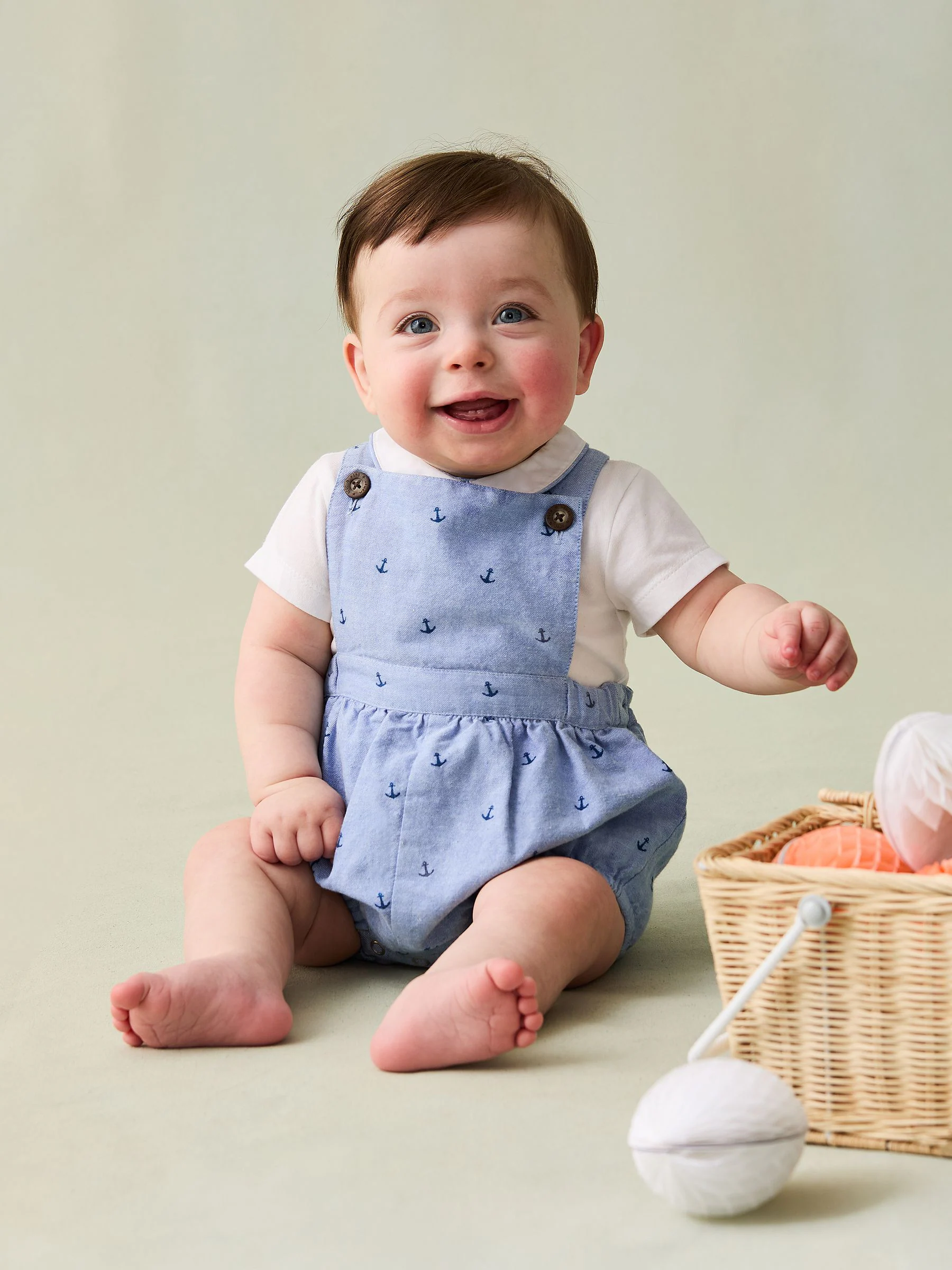 JoJo Maman Bébé 2-Piece Anchor Print Dungarees & Body Set