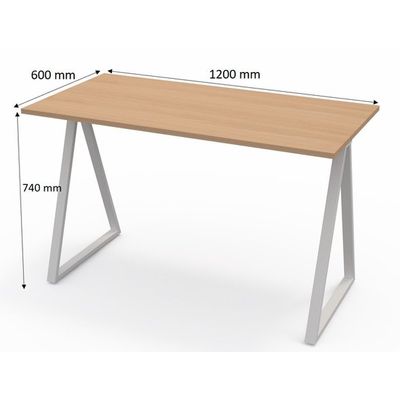 EasyHome - Bureau télétravail LV9 110 cm - hêtre - pieds blancs