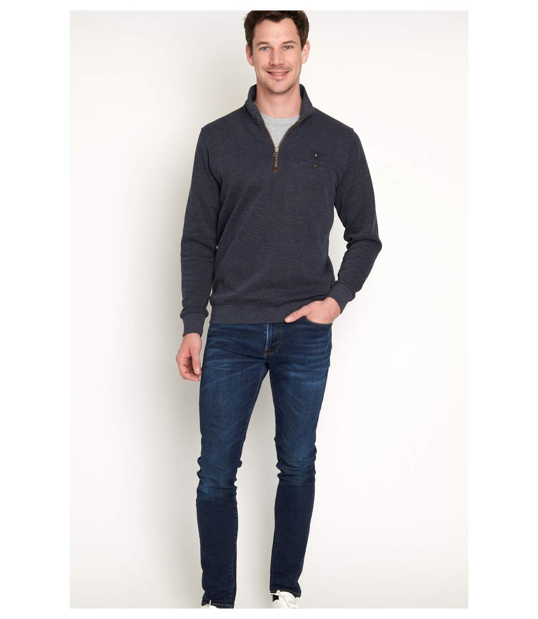 Polo sweat demi zip