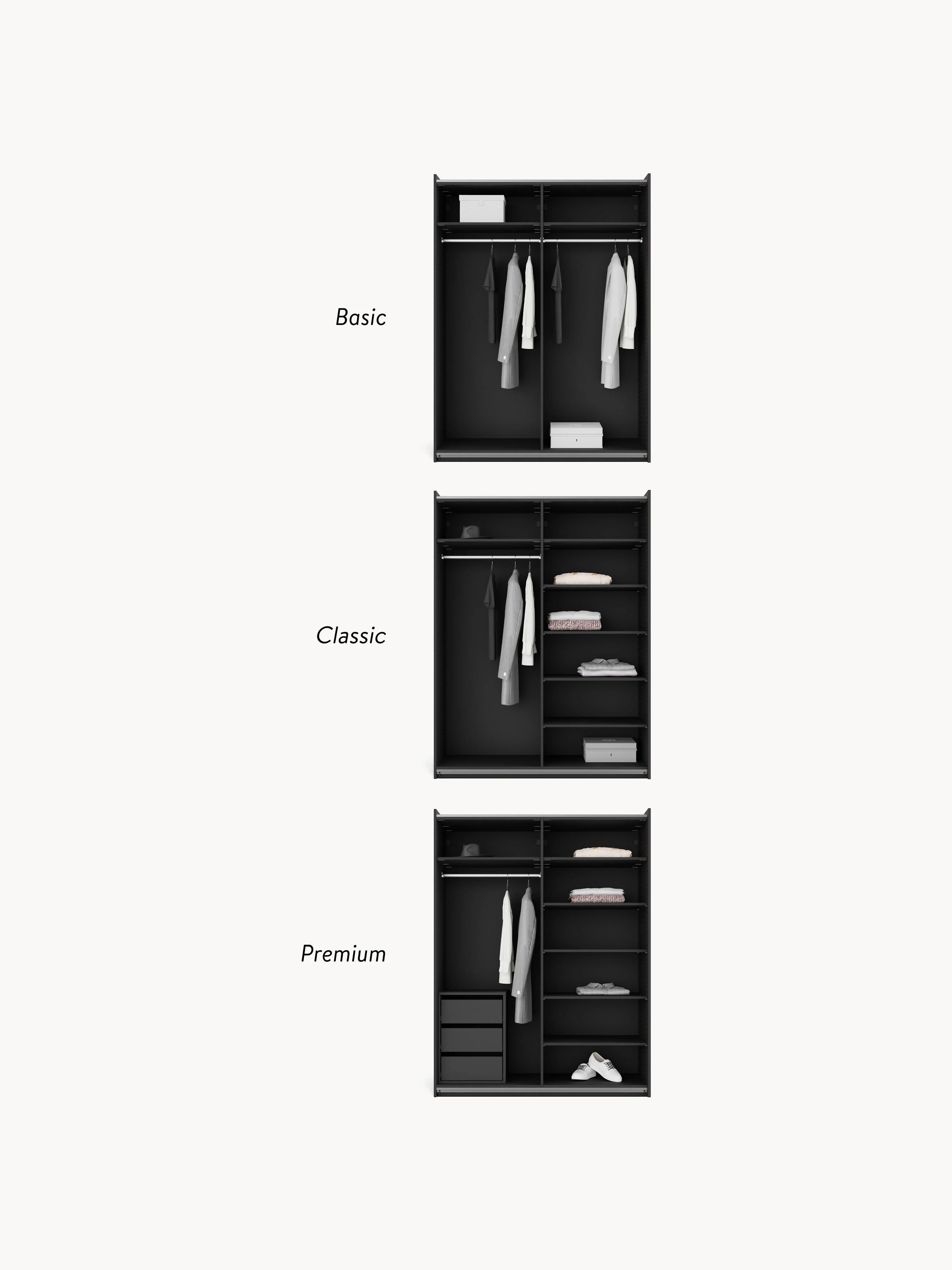 Modulaire schuifdeurkast Leon, 150 cm breed, diverse varianten
