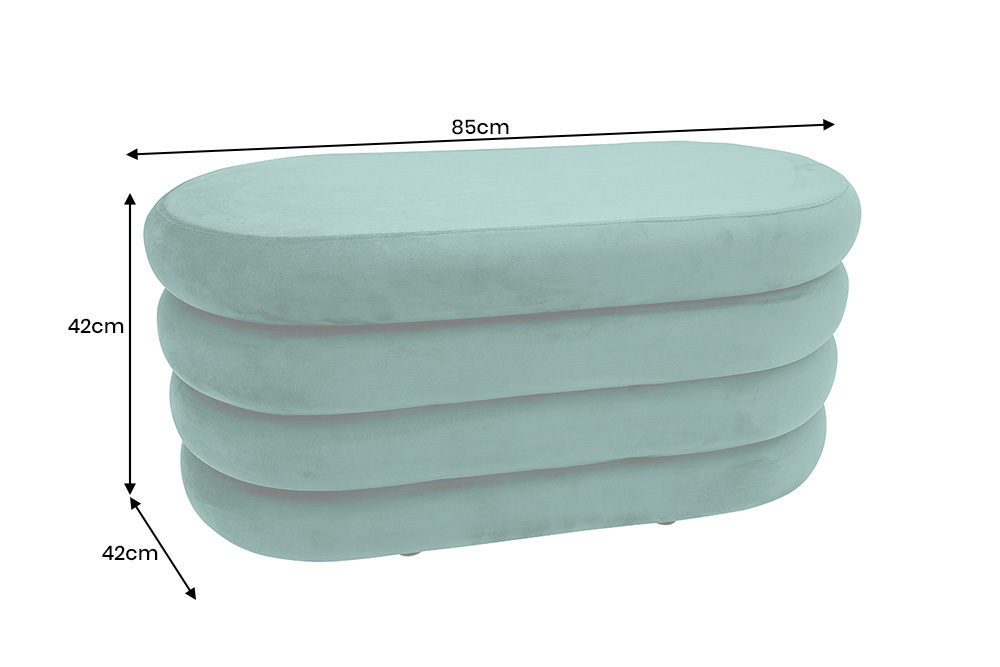 Extravagante Polsterbank VOGUE 85cm grün Samt Sitzbank mit Stauraum