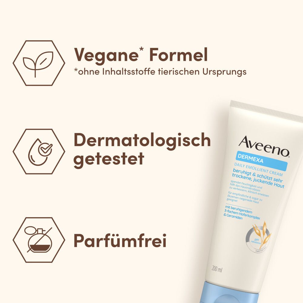 Aveeno® Dermexa Feuchtigkeitsspendende Emollientien Creme für trockene Haut
