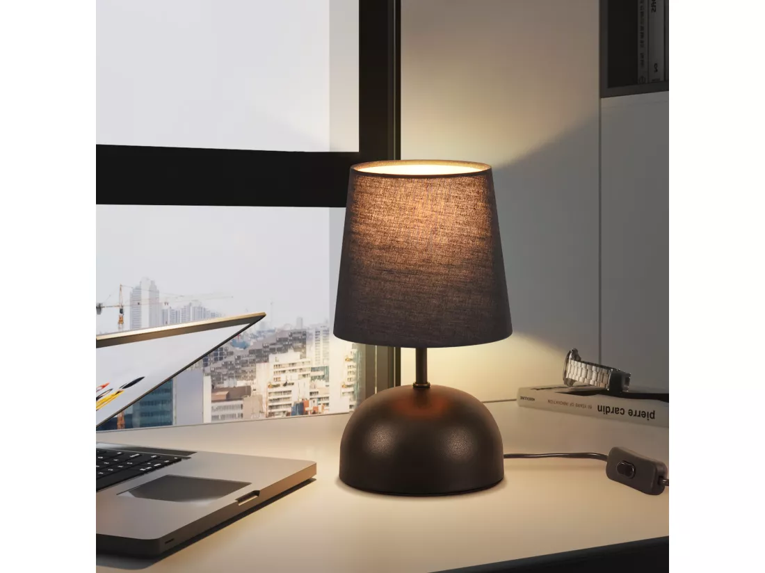 NETTLIFE Lampe de table de chevet lot de 2 avec câble noire petite tissu design moderne