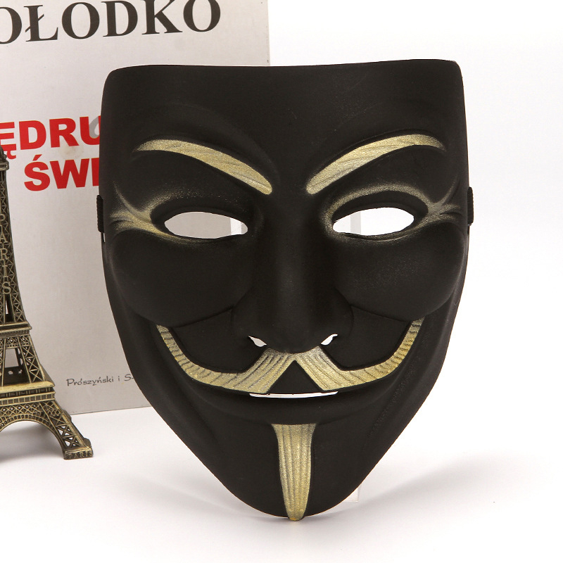 (3er Set) Hacker Maske Fasnachts Halbmaske Kostüm Zubehör Motto Party Accessoire Halloween Foto Requisite - Schwarz