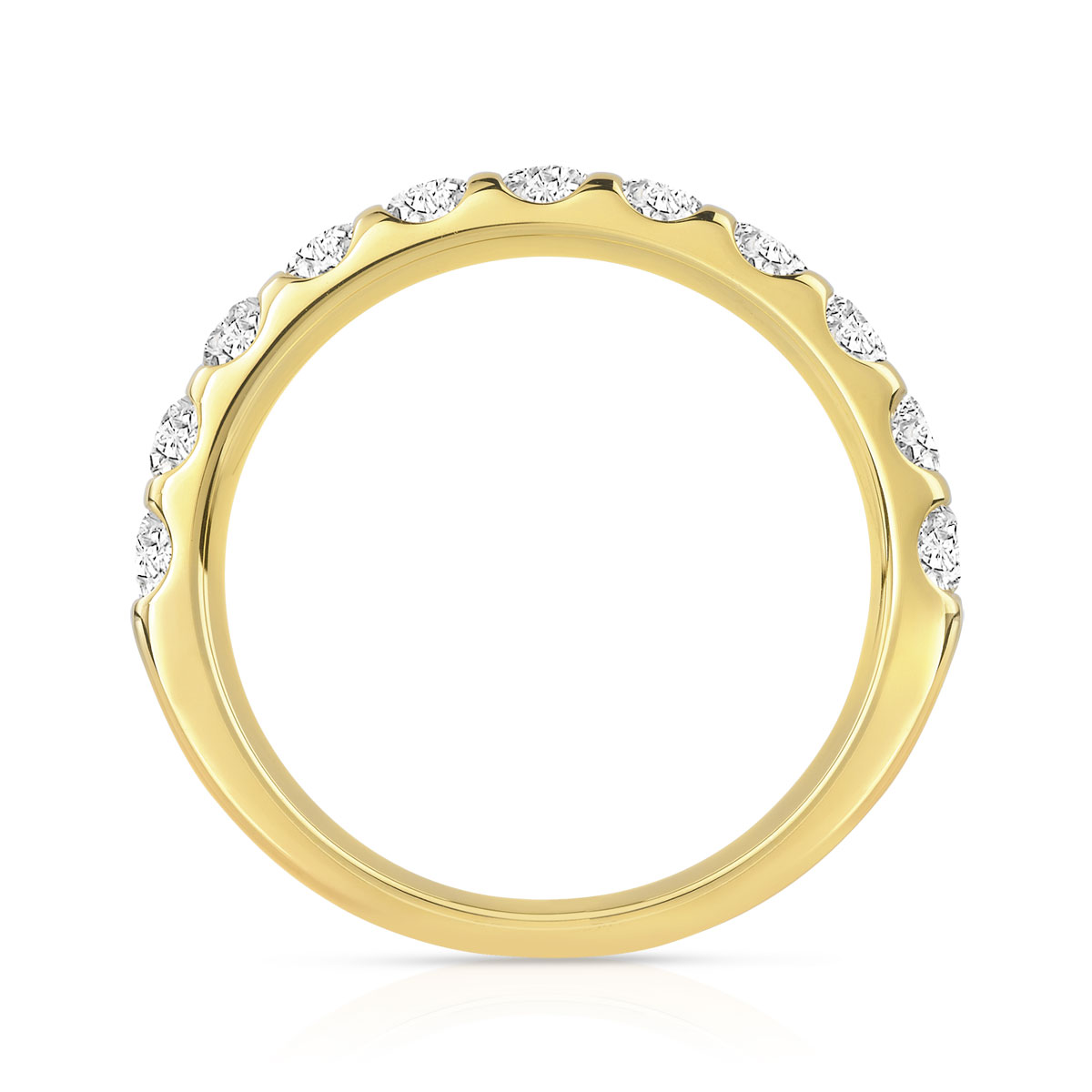 Alliance demi-T or 750 jaune diamants synthétiques  0.75 carat