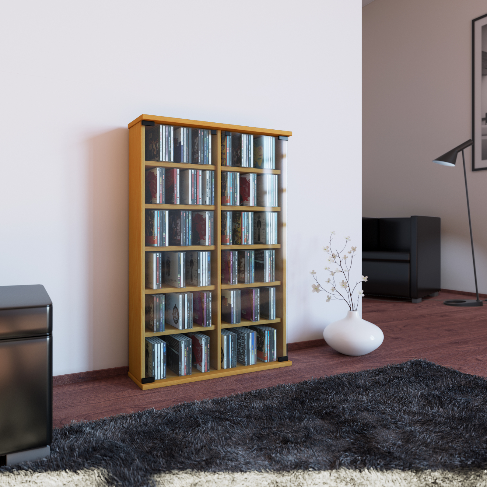 Vitrine - Buche - 60 cm breit - für 300 CDs