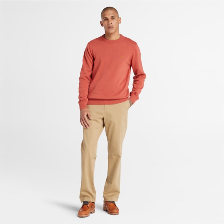 Suéter Williams River de gola redonda para homens na cor vermelha.